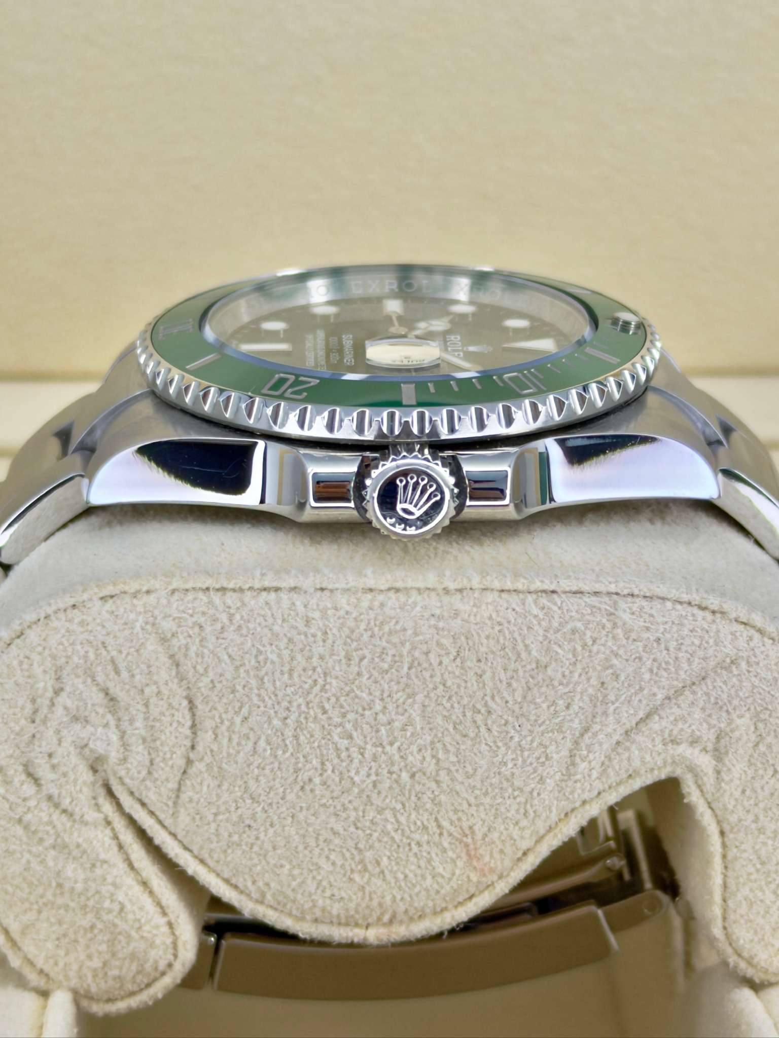 Side Shot Pre-Owned Rolex Submariner 116610Lv Box and Papers