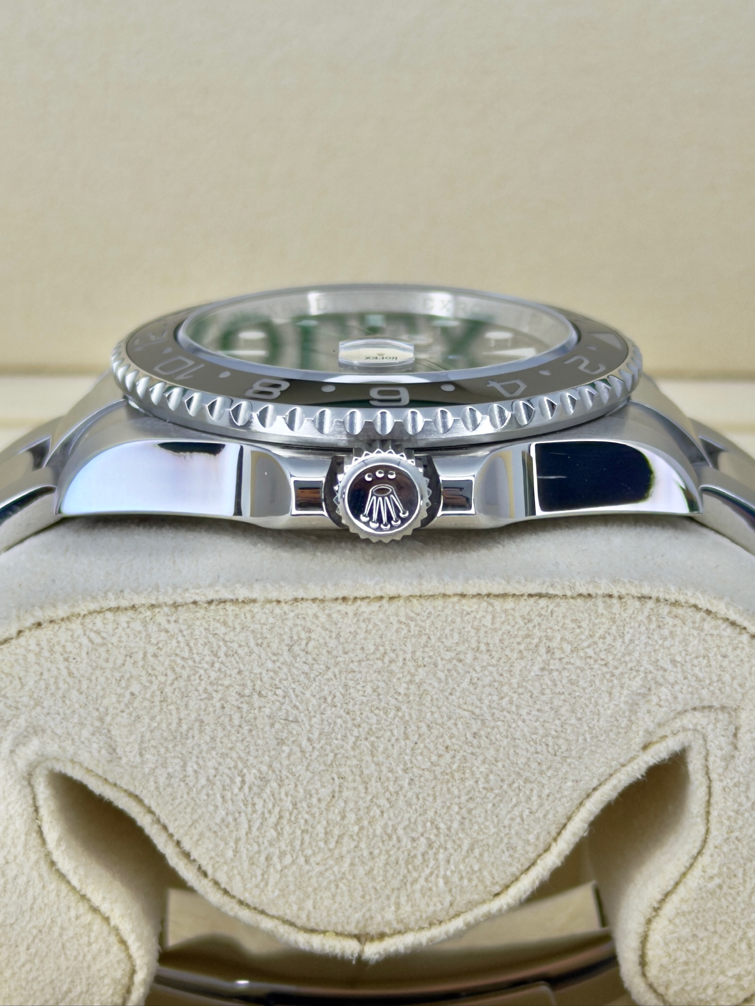 Side Shot Pre-Owned Rolex GMT-Master II 116710Ln Box and Papers