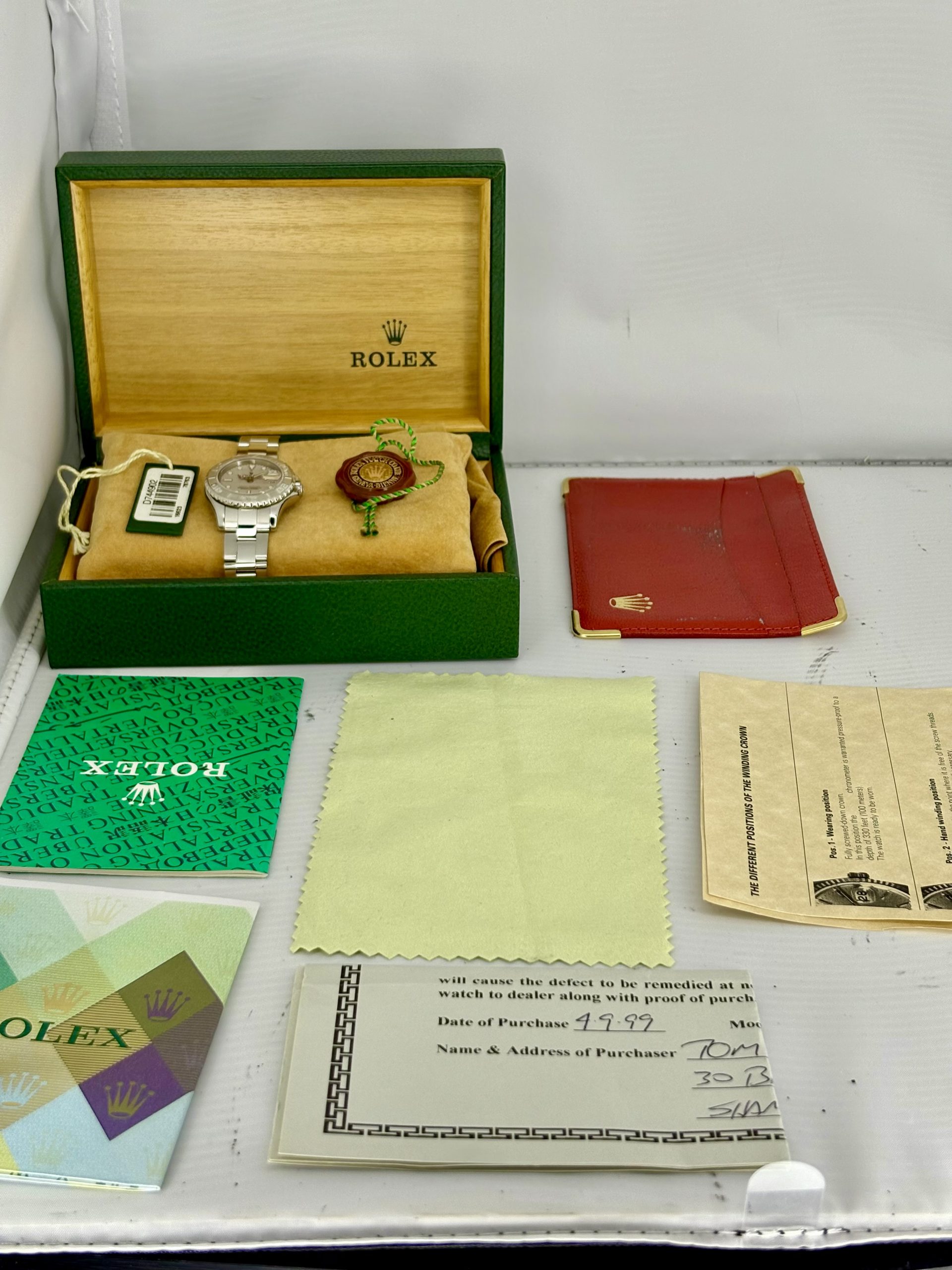 Box and Papers Pre-Owned Rolex Yachtmaster 169622 Rhodium
