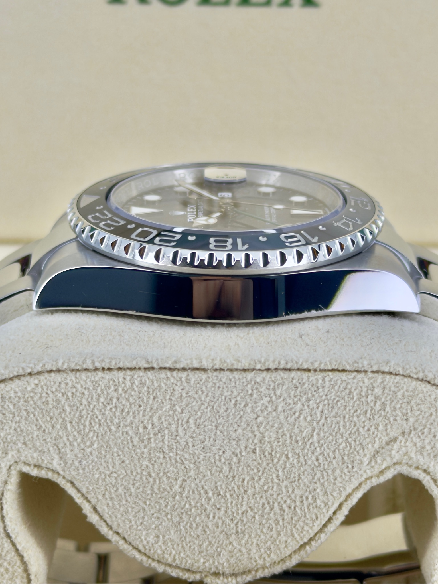 Side Shot 2 Pre-Owned Rolex GMT-Master II 126710GRNR Box and Papers