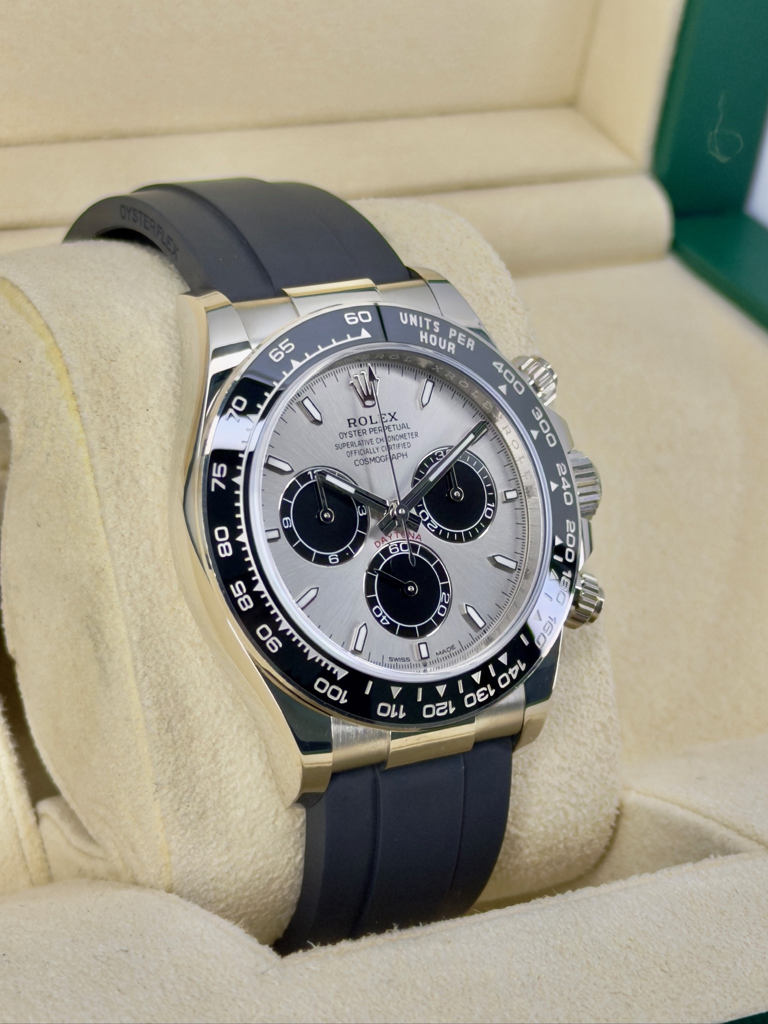 Side Face Pre-Owned Rolex Daytona Ghost 126519 Box and Papers