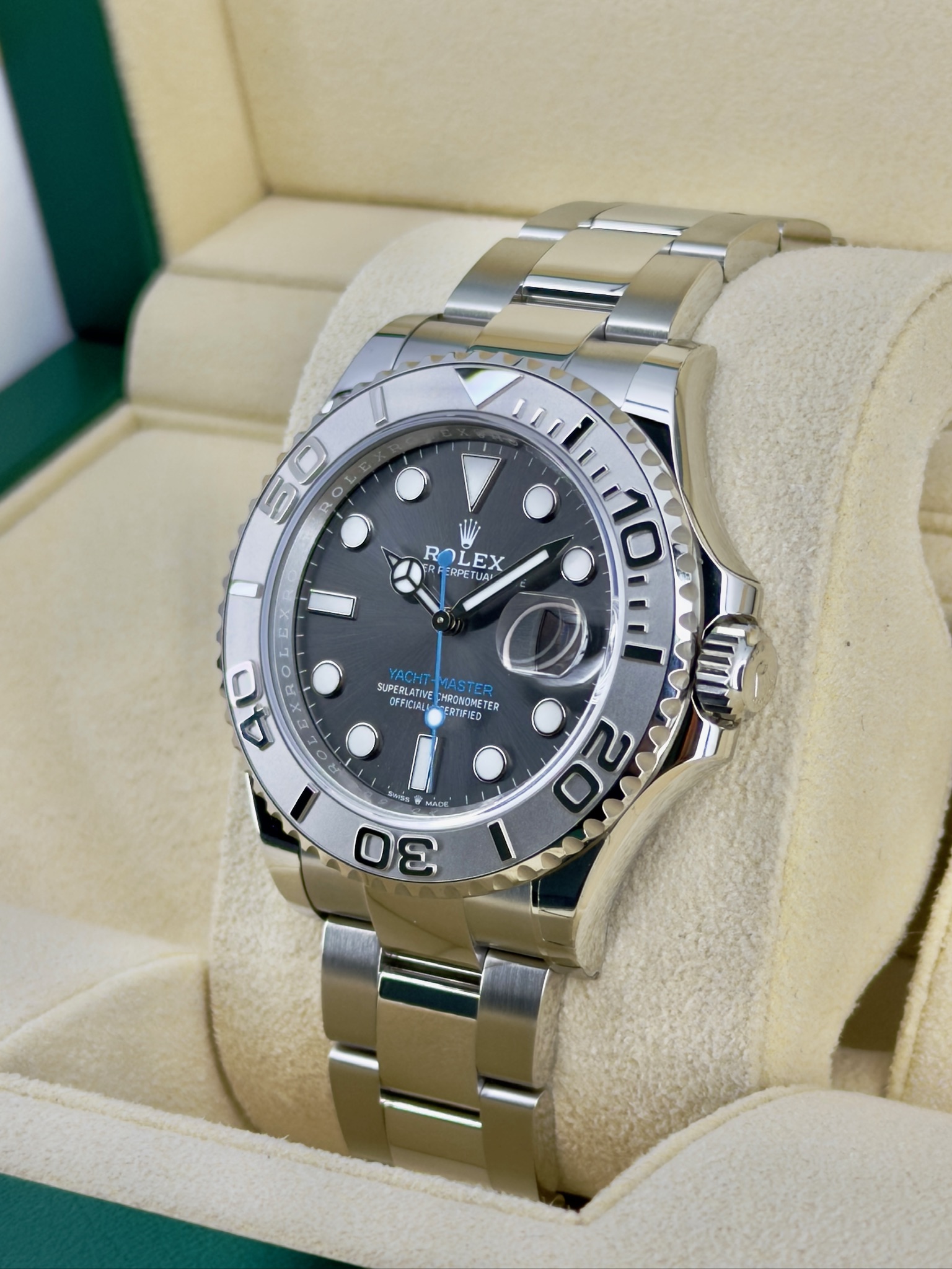 Side Face Pre-Owned Rolex Yacht-Master 126622 Box and Papers