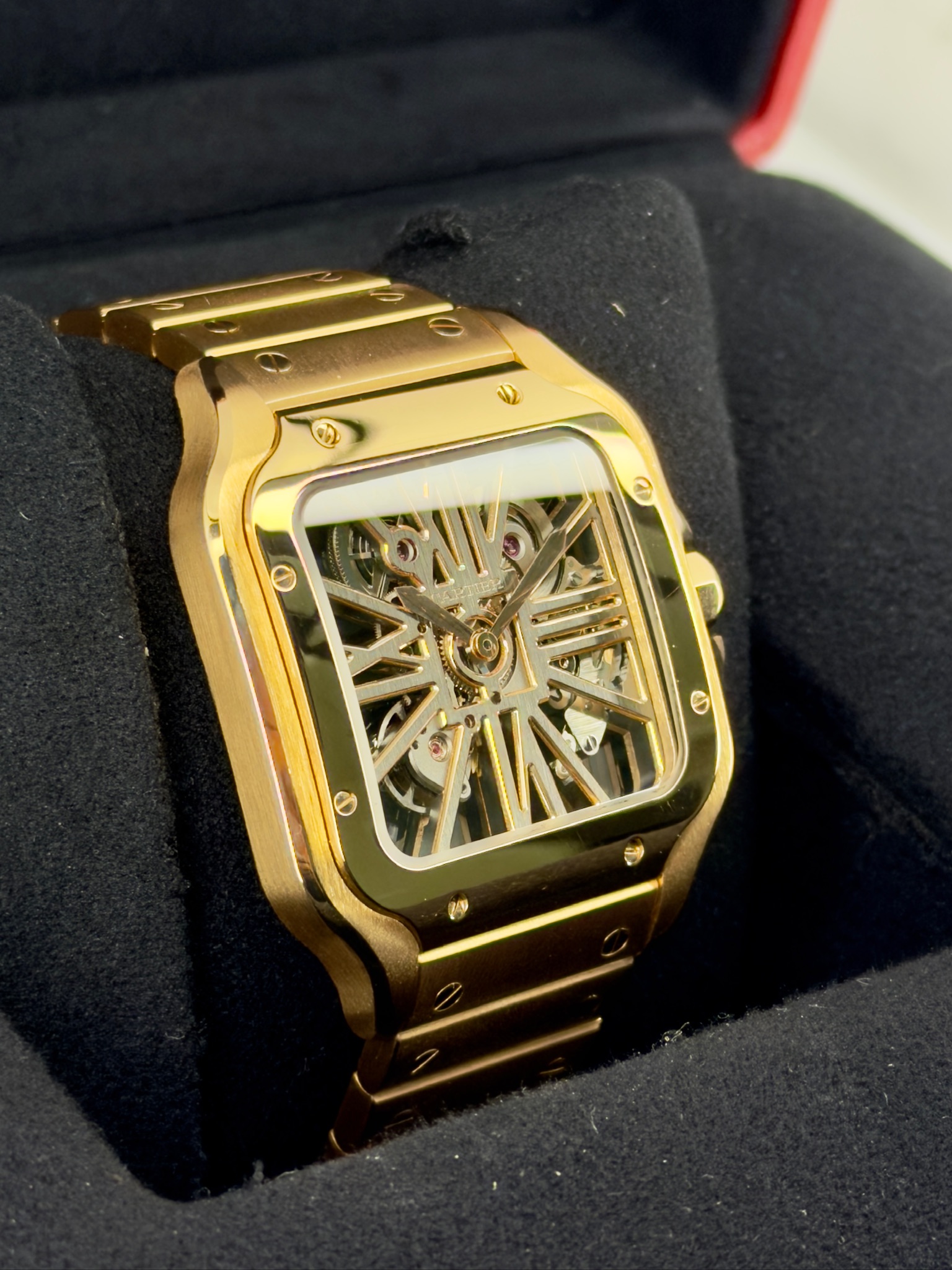 Side Face 2 Pre-Owned Cartier Santos Skeleton WHSA0016 Box and Papers