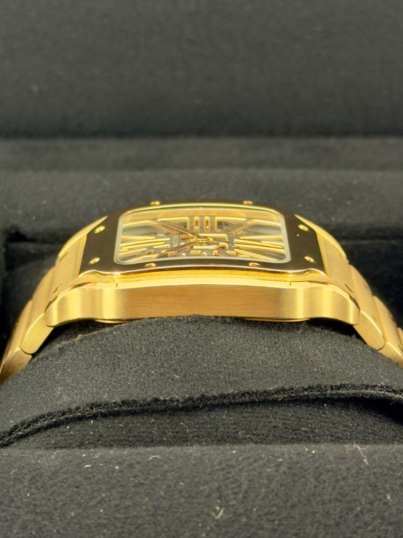 Side Shot 2 Pre-Owned Cartier Santos Skeleton WHSA0016 Box and Papers