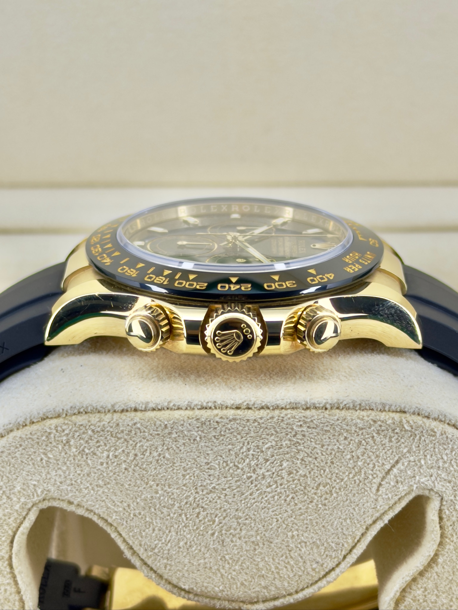Side Shot Pre-Owned Rolex Daytona 116518LN Box and Papers
