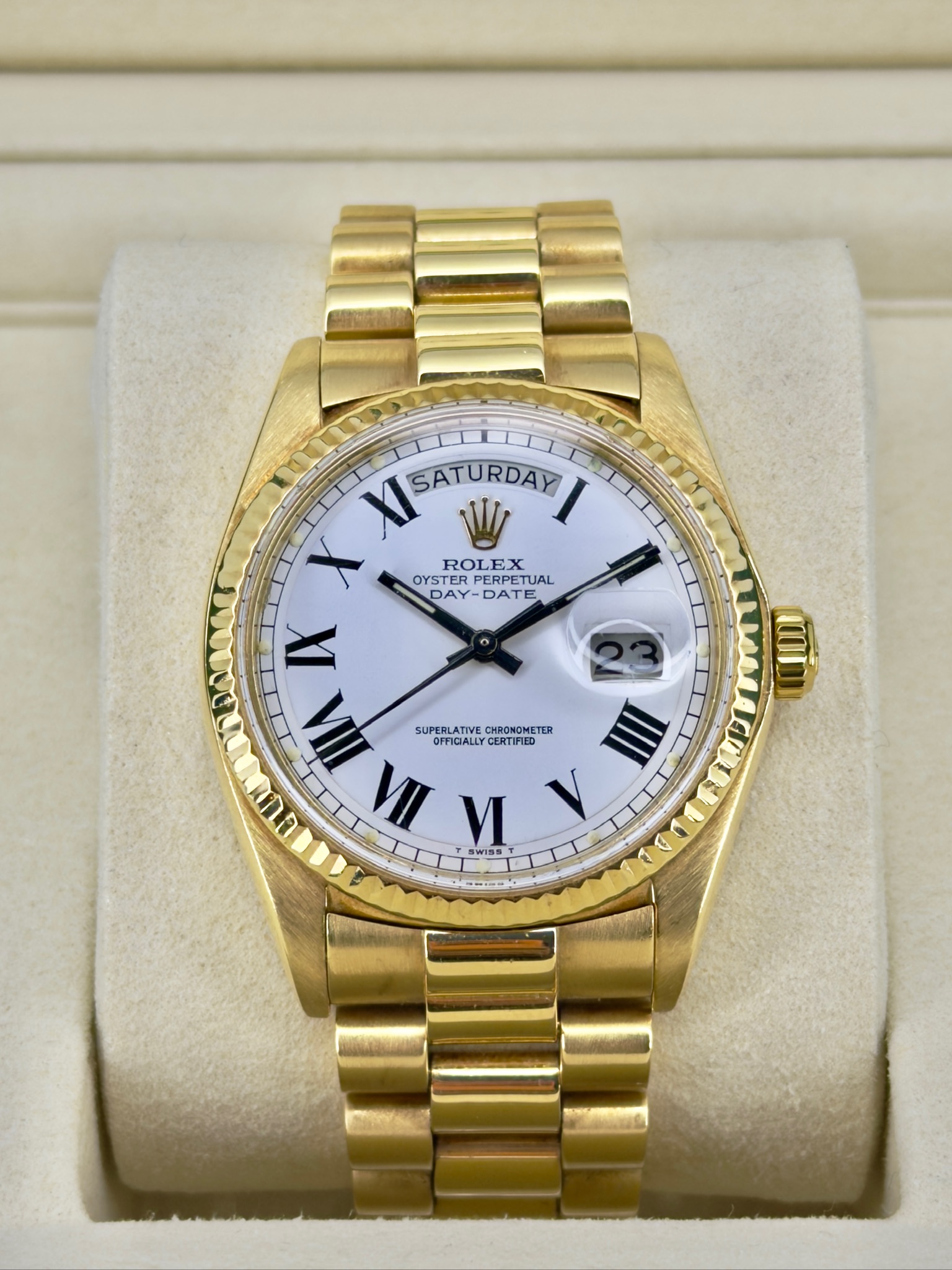 Front Face Pre-Owned Rolex Day-Date 1803 Buckley Dial Watch Only