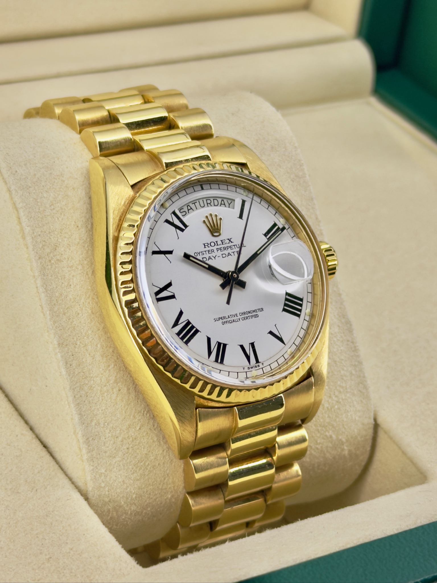 Side Face 2 Pre-Owned Rolex Day-Date 1803 Buckley Dial Watch Only