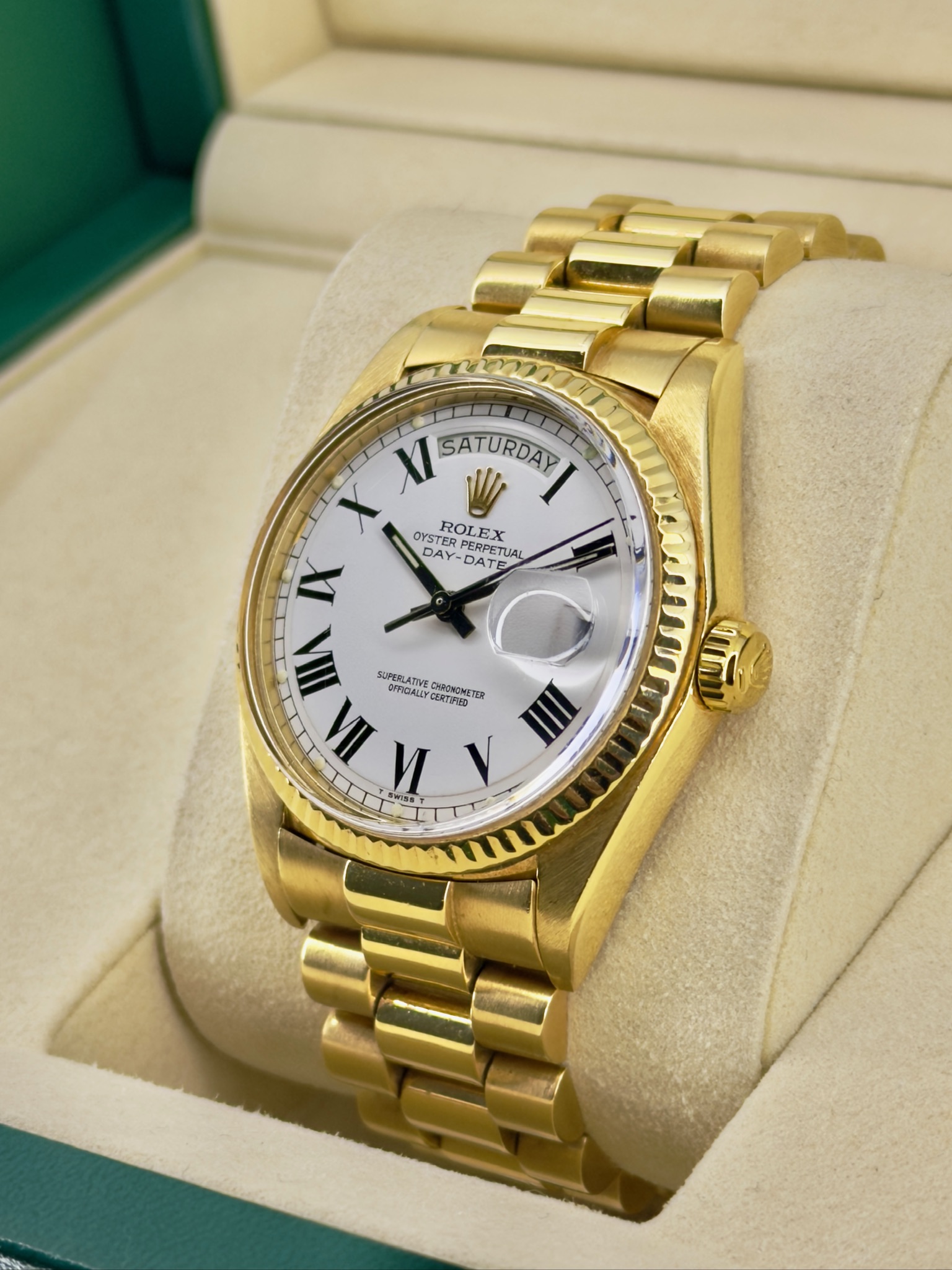 Side Face Pre-Owned Rolex Day-Date 1803 Buckley Dial Watch Only