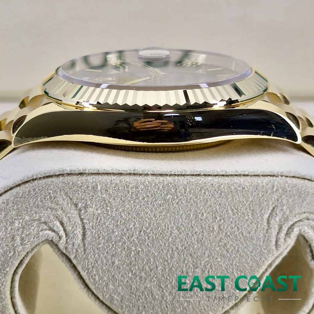 Side Shot Pre-Owned Rolex Day-Date 228238 Green Ombre