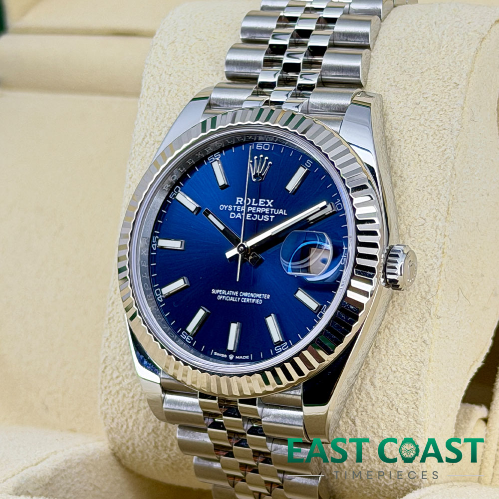 Side Front Face 2 Rolex Datejust Blue 126334 for sale