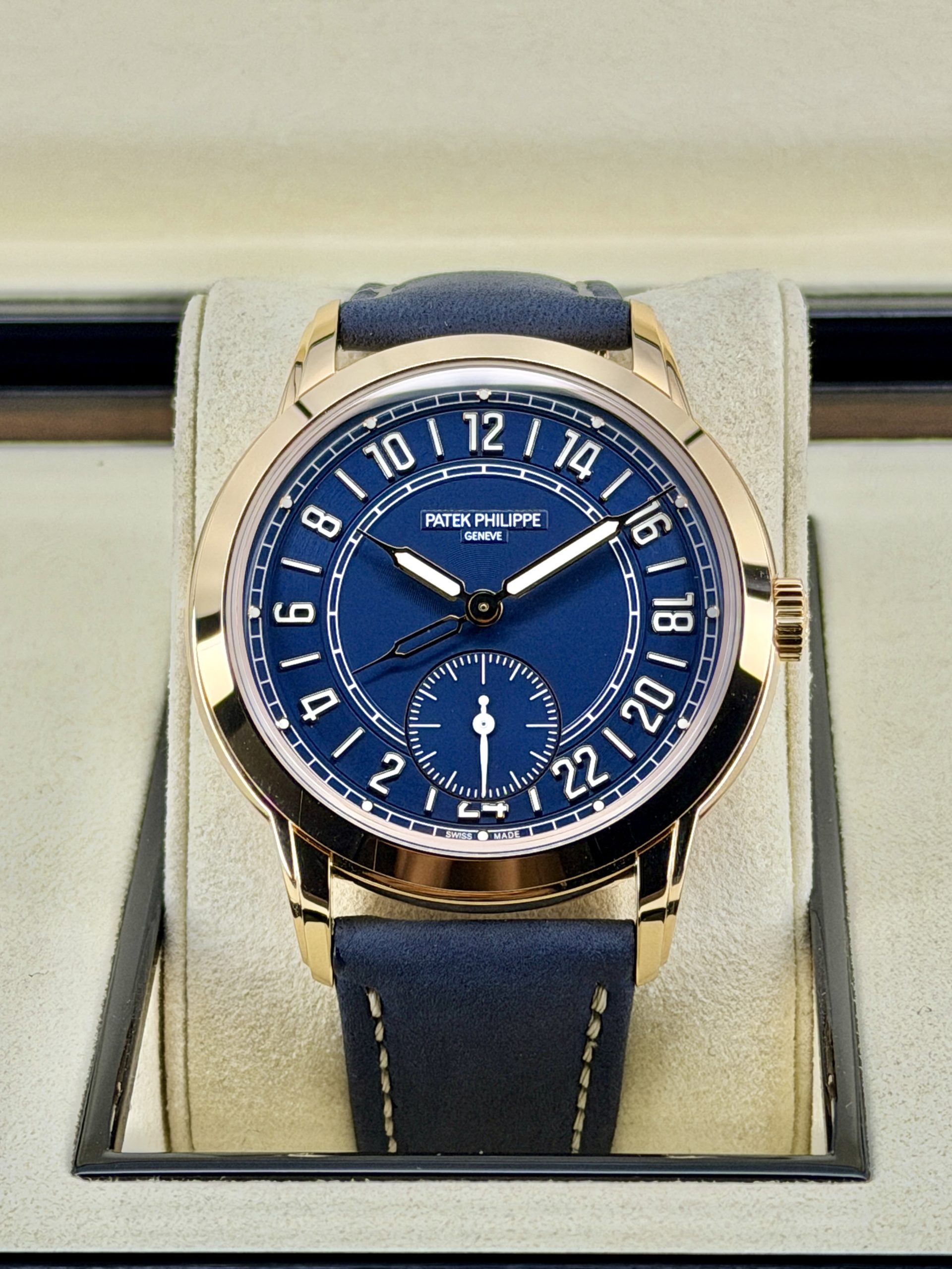 Front Face Pre-Owned Patek Philippe Calatrava Travel Time 5224R