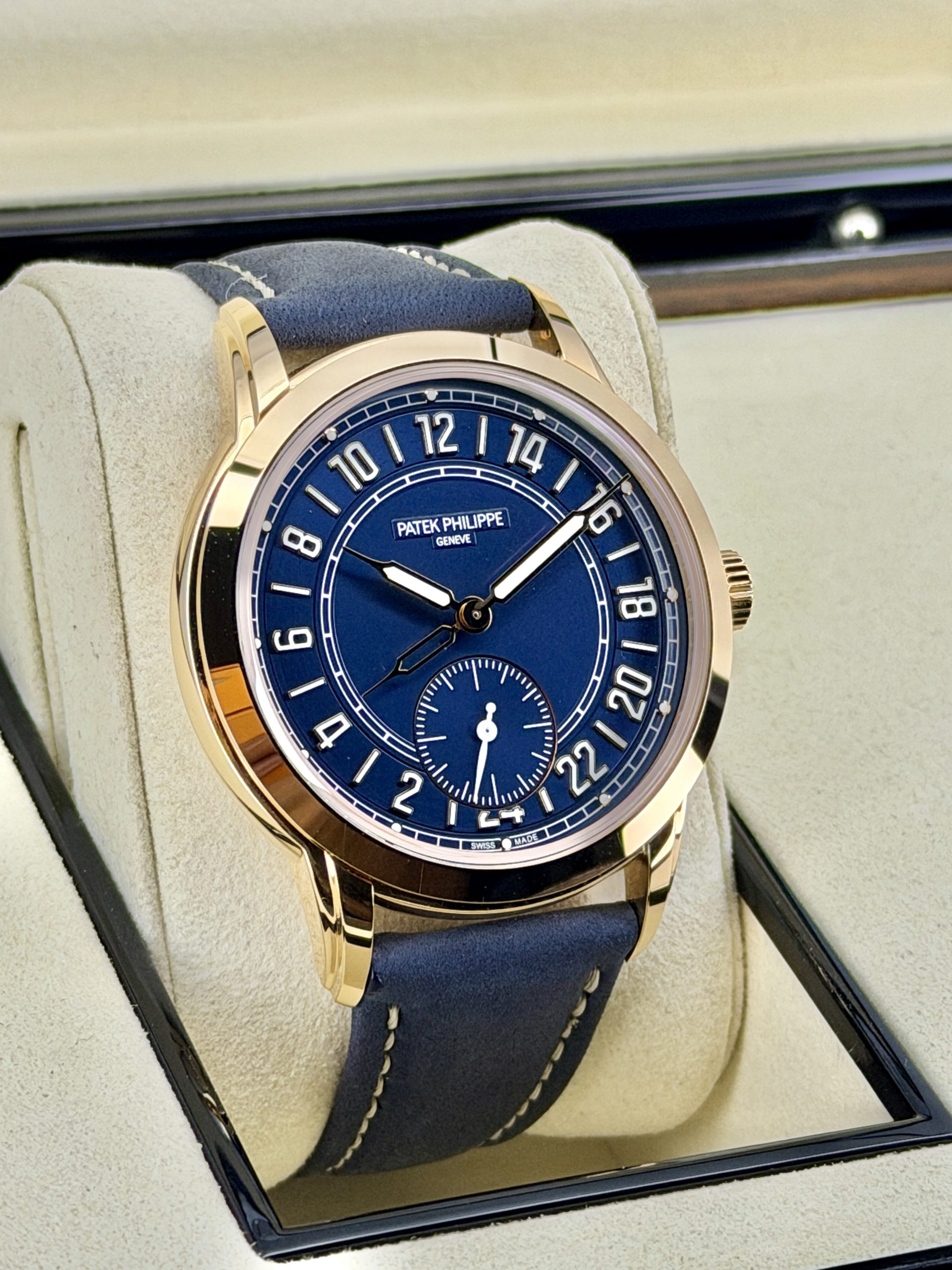 Side Face Pre-Owned Patek Philippe Calatrava Travel Time 5224R