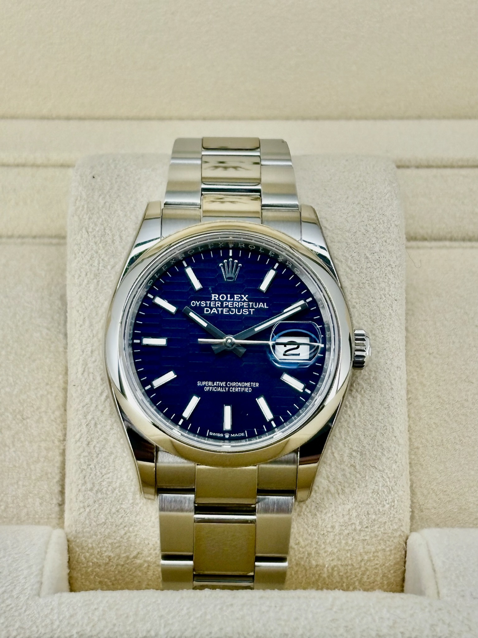 Front Face Pre-Owned Rolex Datejust 126200 Box and Papers
