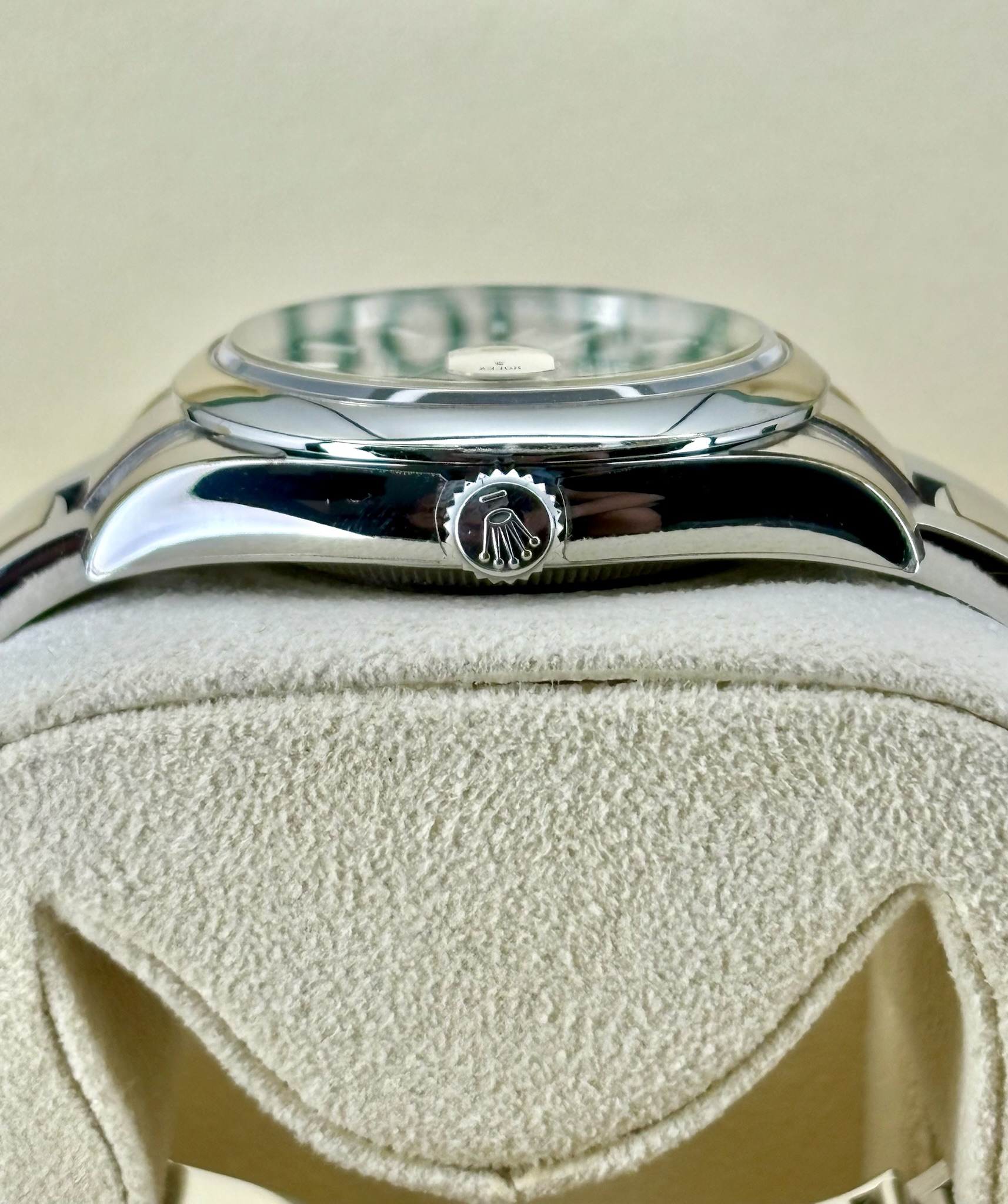 Side Shot Pre-Owned Rolex Datejust 126200 Box and Papers