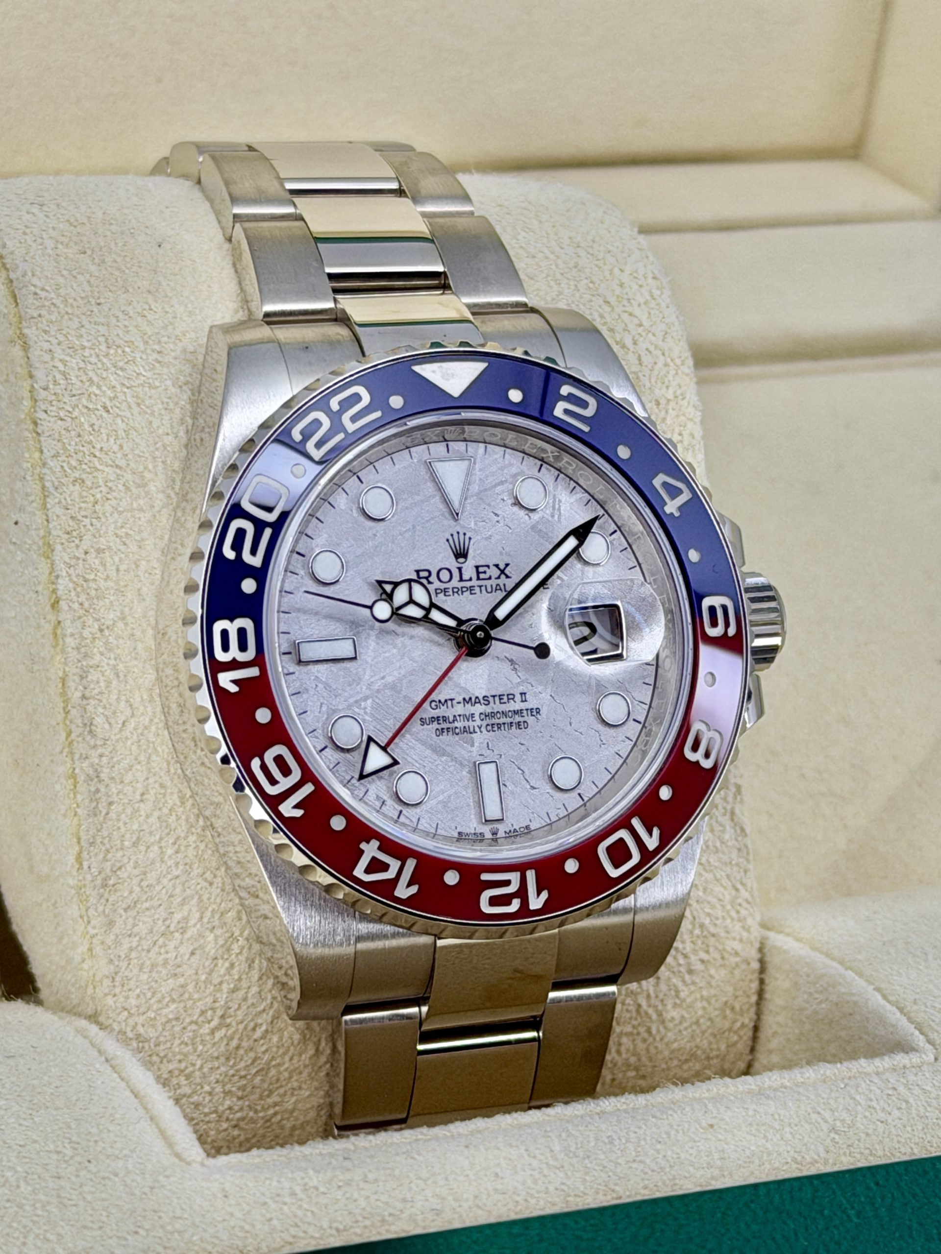 Side Face Pre-Owned Rolex GMT Master II 126719 Meteorite
