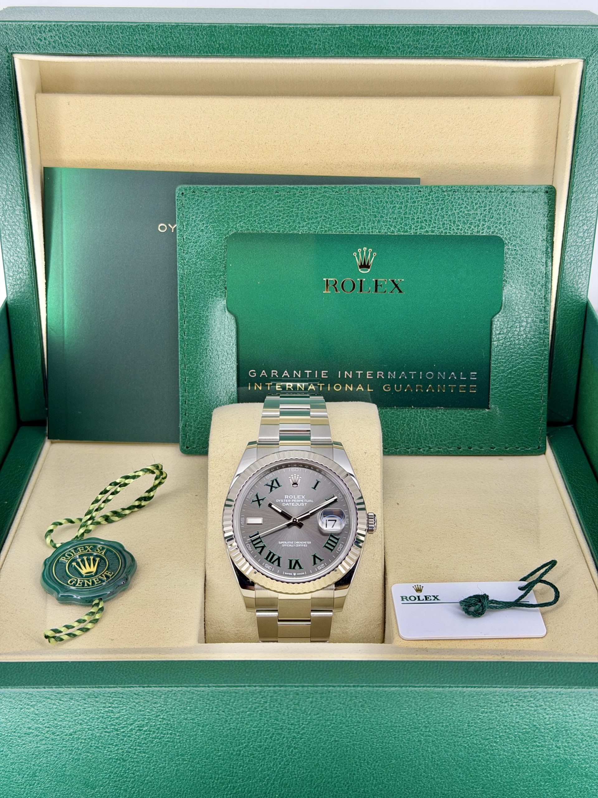 Box and Papers Pre-Owned Rolex Datejust 126334 Wimbledon