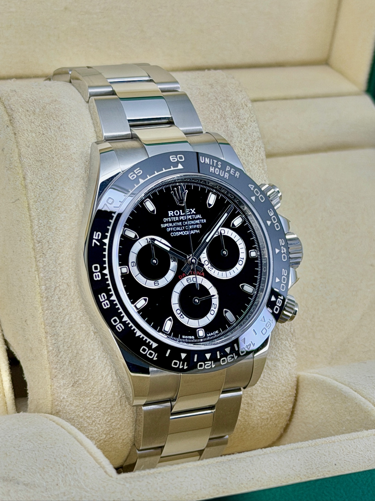 Side Face 2 Pre-Owned Rolex Daytona 116500 Box and Papers