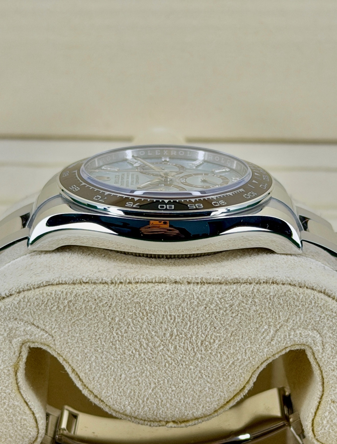 Side Shot 2 Pre-Owned Rolex Daytona 126506 Baguette Box and Papers
