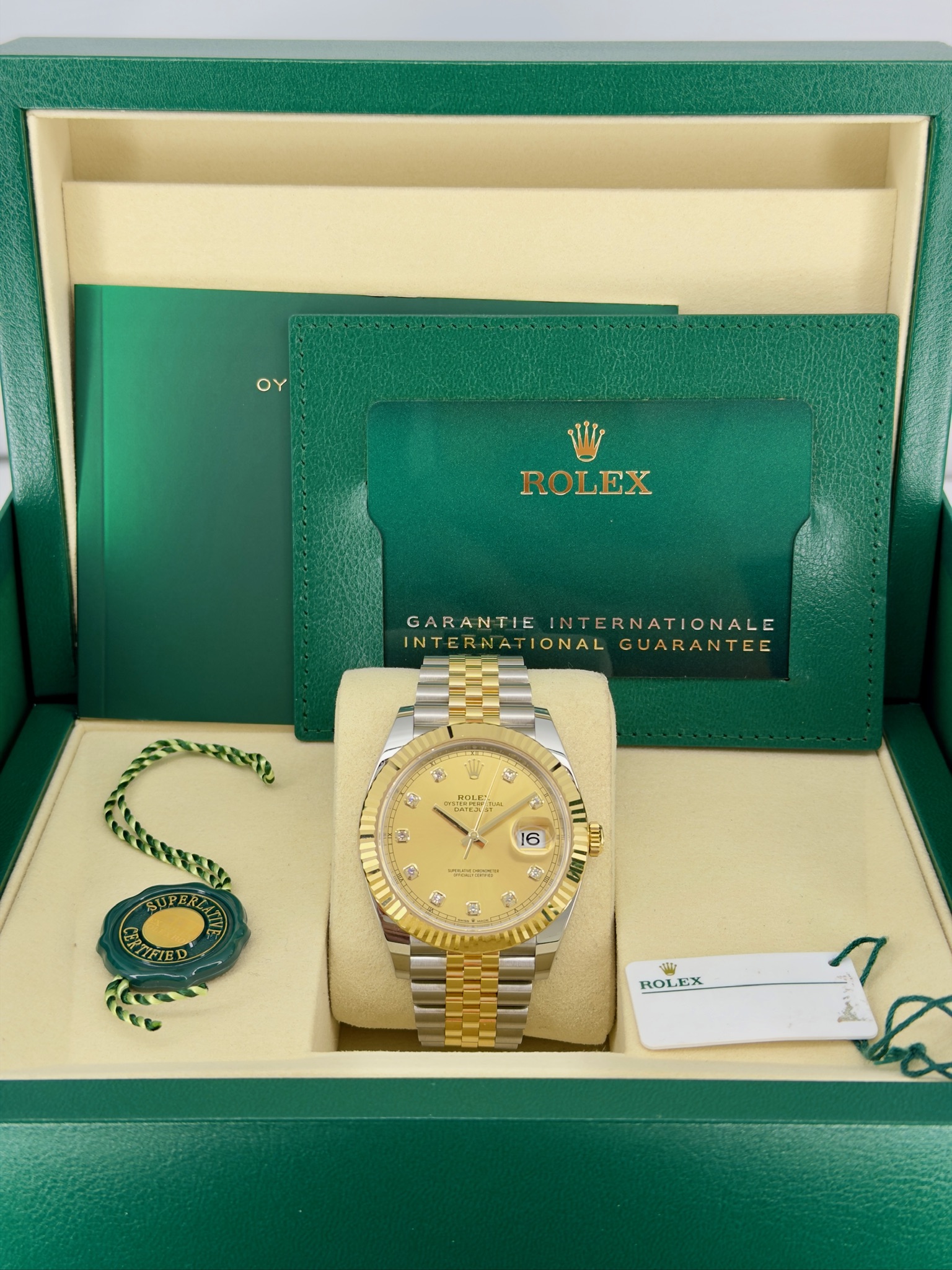 Box and Papers Pre-Owned Rolex Datejust 126333 Champagne Diamond Box and Papers